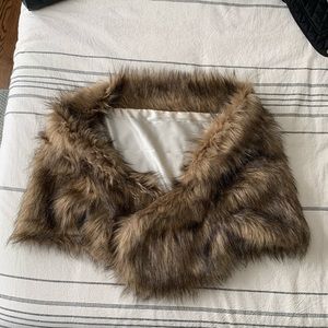 Faux Fur Shawl with Clasp